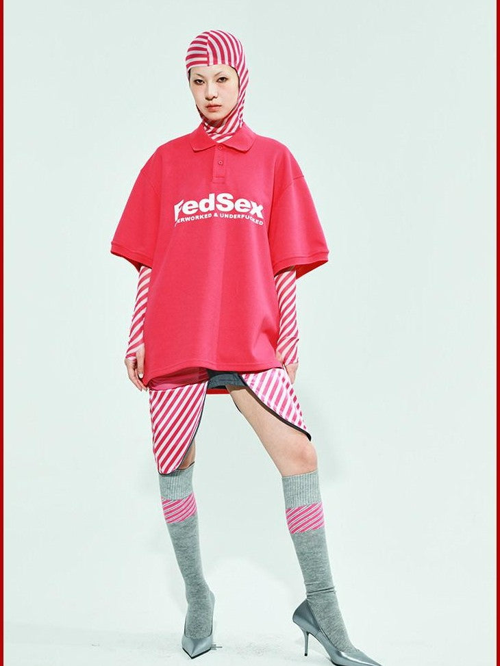 FOURFORTY Striped Colorblock Jacquard High Tube Women's Cotton Crew Socks