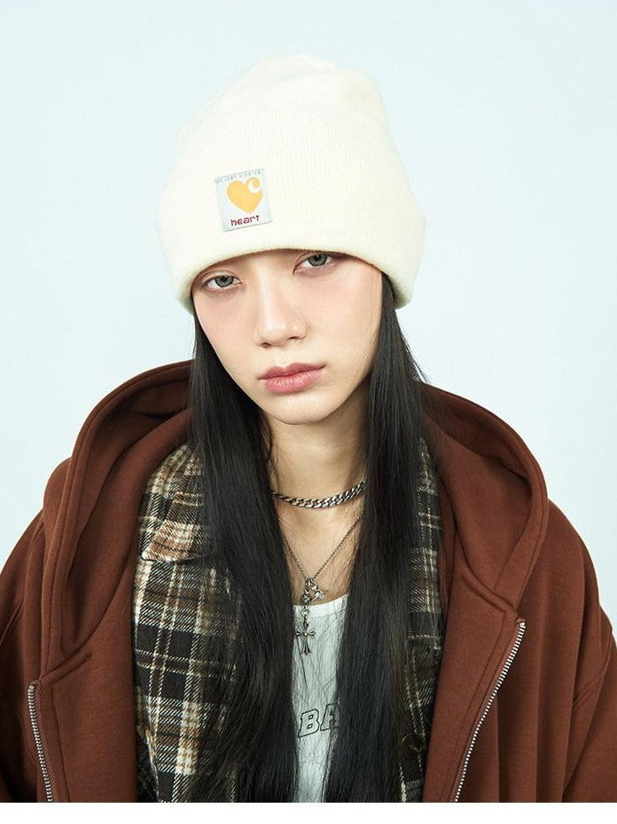 FOURFORTY Striped Knit Yarn Street Round Top Adjustable Women's Acrylic Beanies