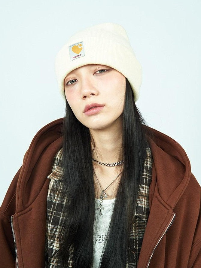 FOURFORTY Striped Knit Yarn Street Round Top Adjustable Women's Acrylic Beanies