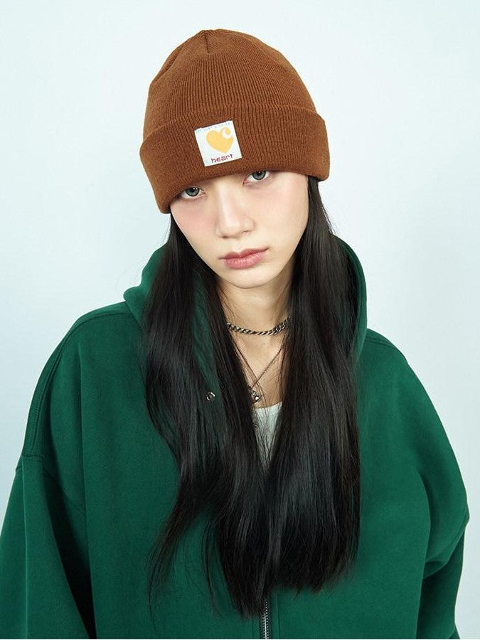 FOURFORTY Striped Knit Yarn Street Round Top Adjustable Women's Acrylic Beanies