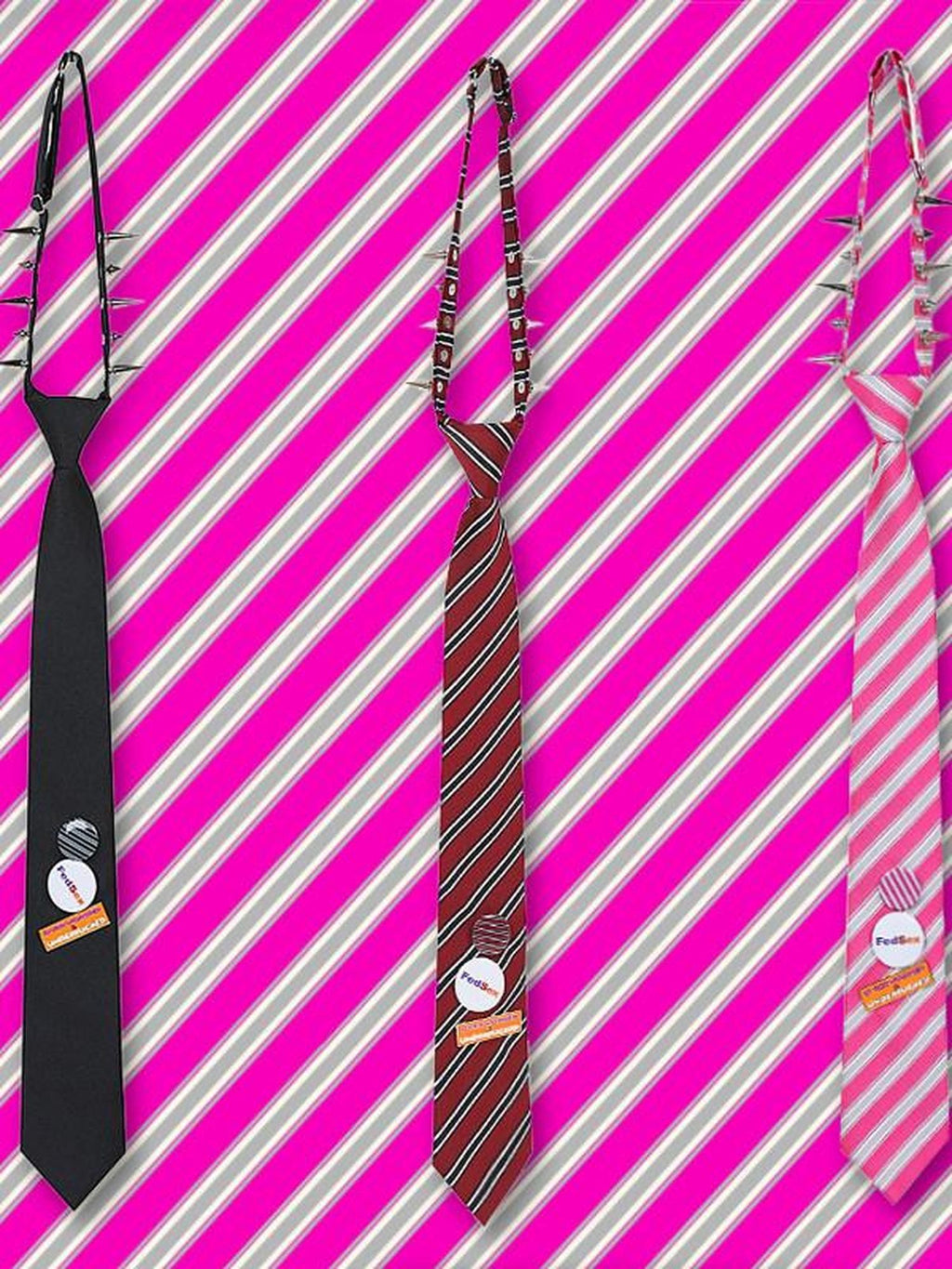 FOURFORTY Studded Punk Arrowhead Striped Women's Yarn Dyed Blended Neckties