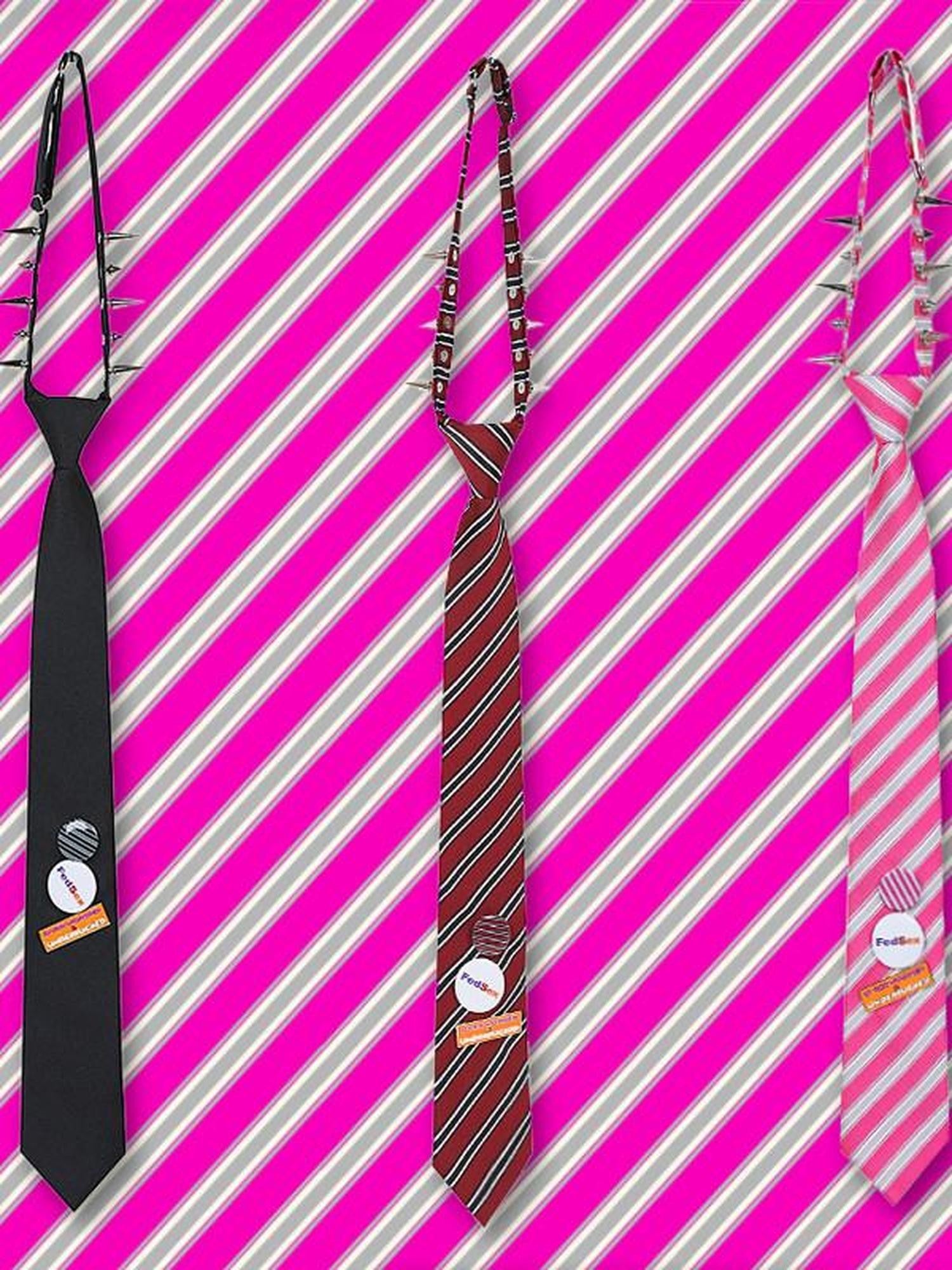 FOURFORTY Studded Punk Arrowhead Striped Women's Yarn Dyed Blended Neckties
