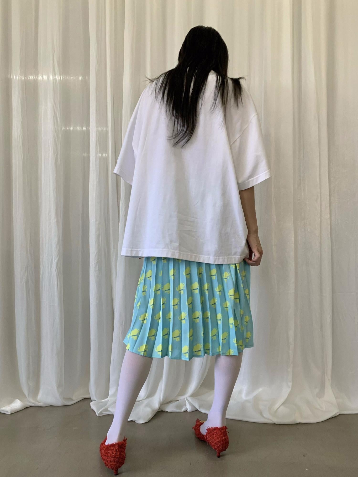 FOURFORTY Sunshine Yellow Double Elephant Pleated Women's Polyester Midi Skirts