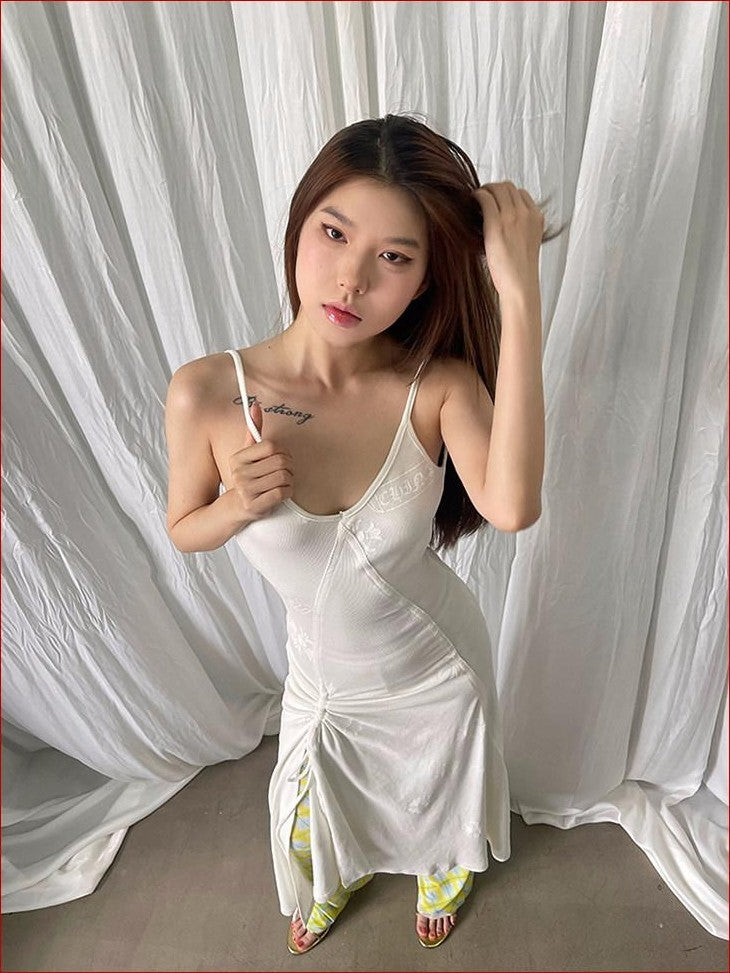 FOURFORTY Sweetheart Backless Strappy Women's Cotton Viscose Blend Slip Maxi Dresses