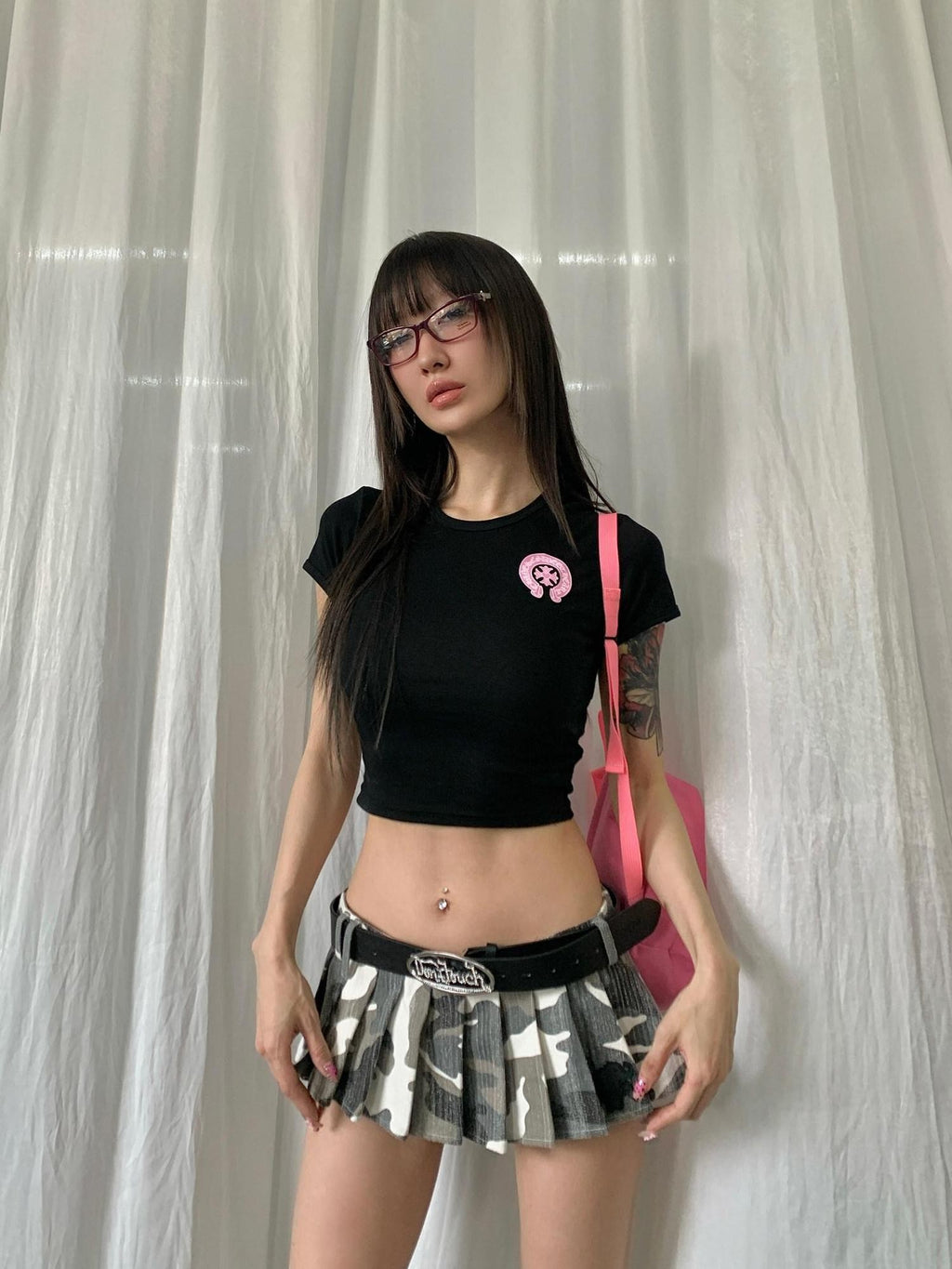 FOURFORTY Sweetheart Candy Colorblock Cropped Women's Short Sleeve T-shirts