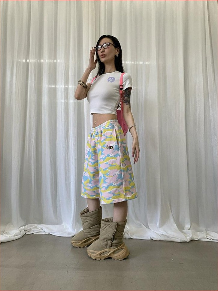 FOURFORTY Sweetheart Candy Colorblock Cropped Women's Short Sleeve T-shirts