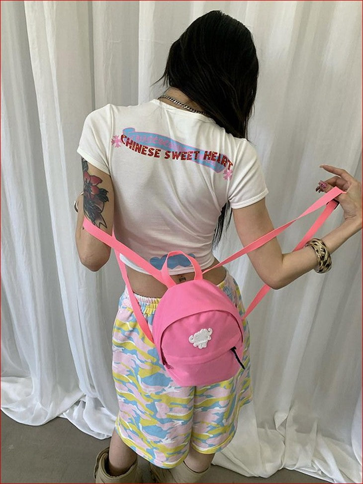 FOURFORTY Sweetheart Candy Colorblock Cropped Women's Short Sleeve T-shirts
