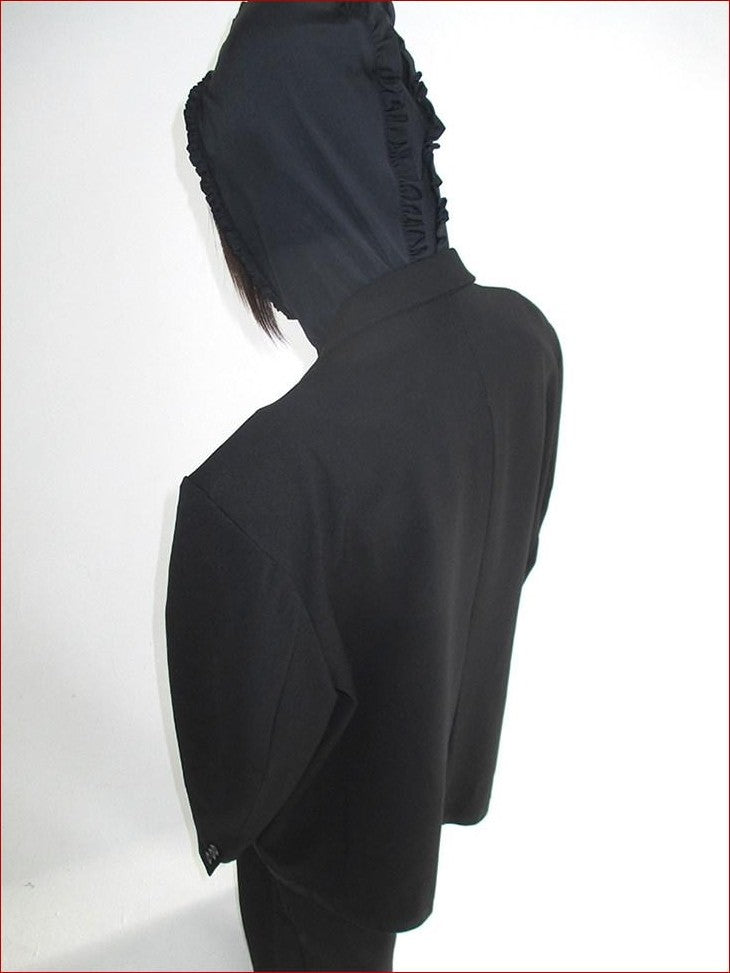FOURFORTY Tee Hem Oversized Padded Shoulder Double Breasted Women's Wool Blend Blazers