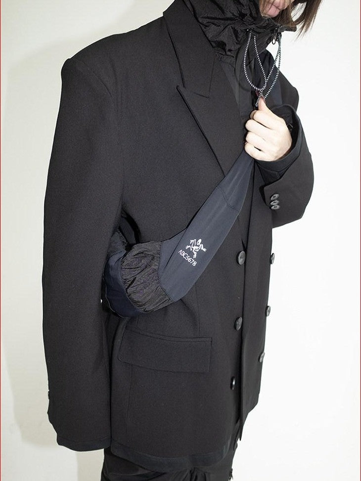 FOURFORTY Tee Hem Oversized Padded Shoulder Double Breasted Women's Wool Blend Blazers