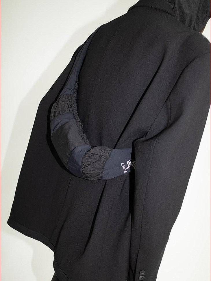 FOURFORTY Tee Hem Oversized Padded Shoulder Double Breasted Women's Wool Blend Blazers