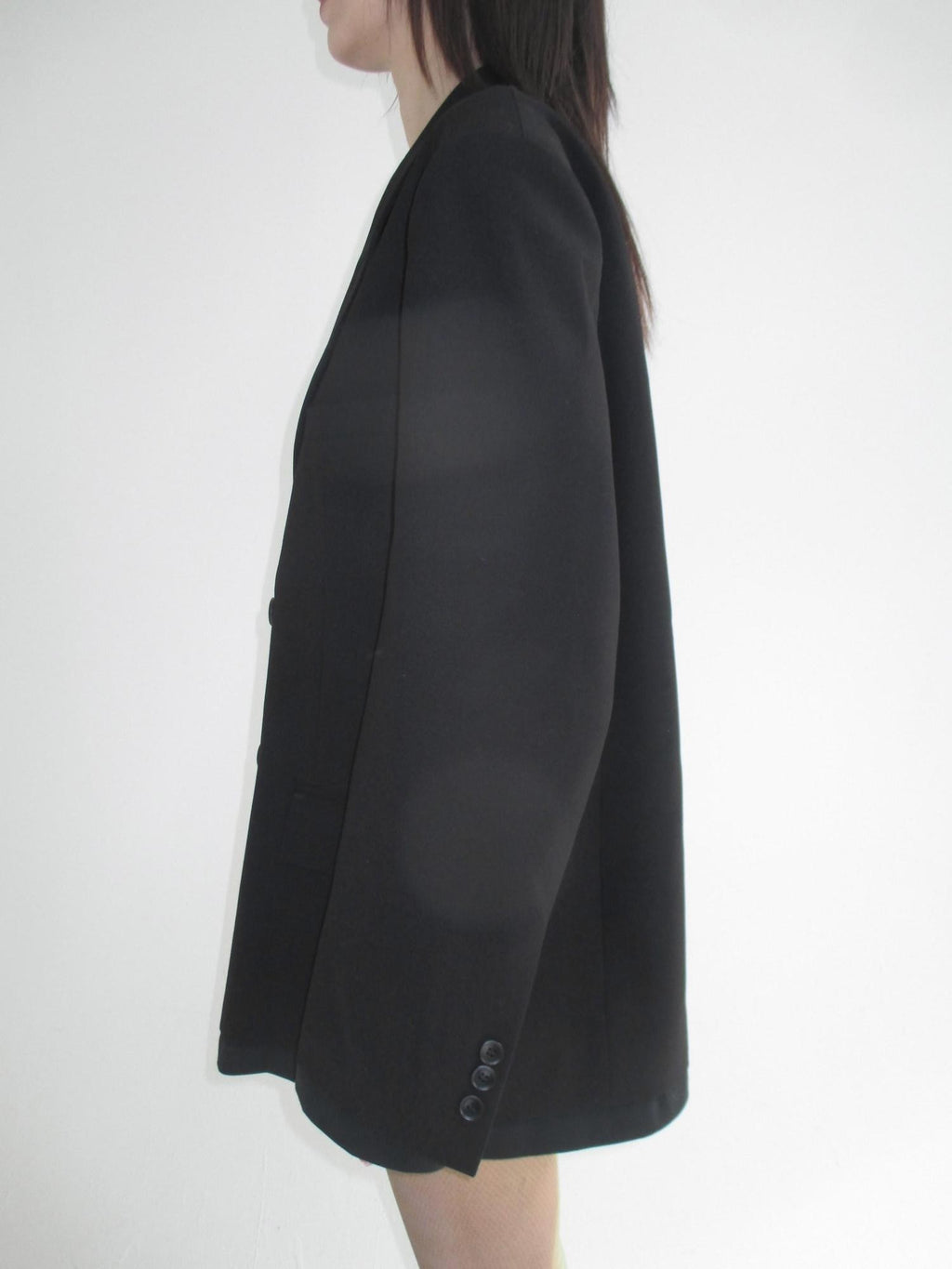 FOURFORTY Tee Hem Oversized Padded Shoulder Double Breasted Women's Wool Blend Blazers