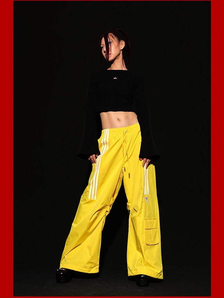 FOURFORTY Three Stripes Multi Pocket Cargo Women's Nylon Straight-leg Pants