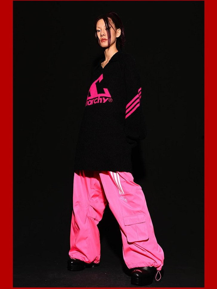 FOURFORTY Three Stripes Multi Pocket Cargo Women's Nylon Straight-leg Pants