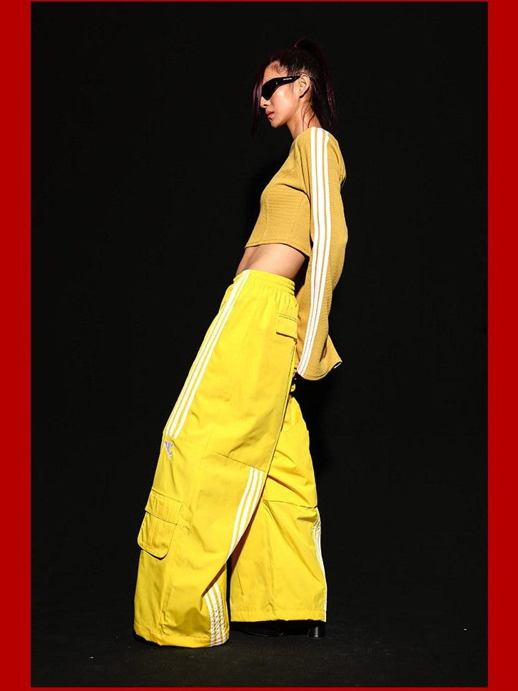 FOURFORTY Three Stripes Multi Pocket Cargo Women's Nylon Straight-leg Pants