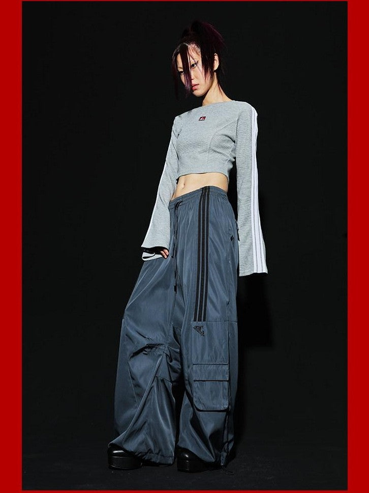 FOURFORTY Three Stripes Multi Pocket Cargo Women's Nylon Straight-leg Pants