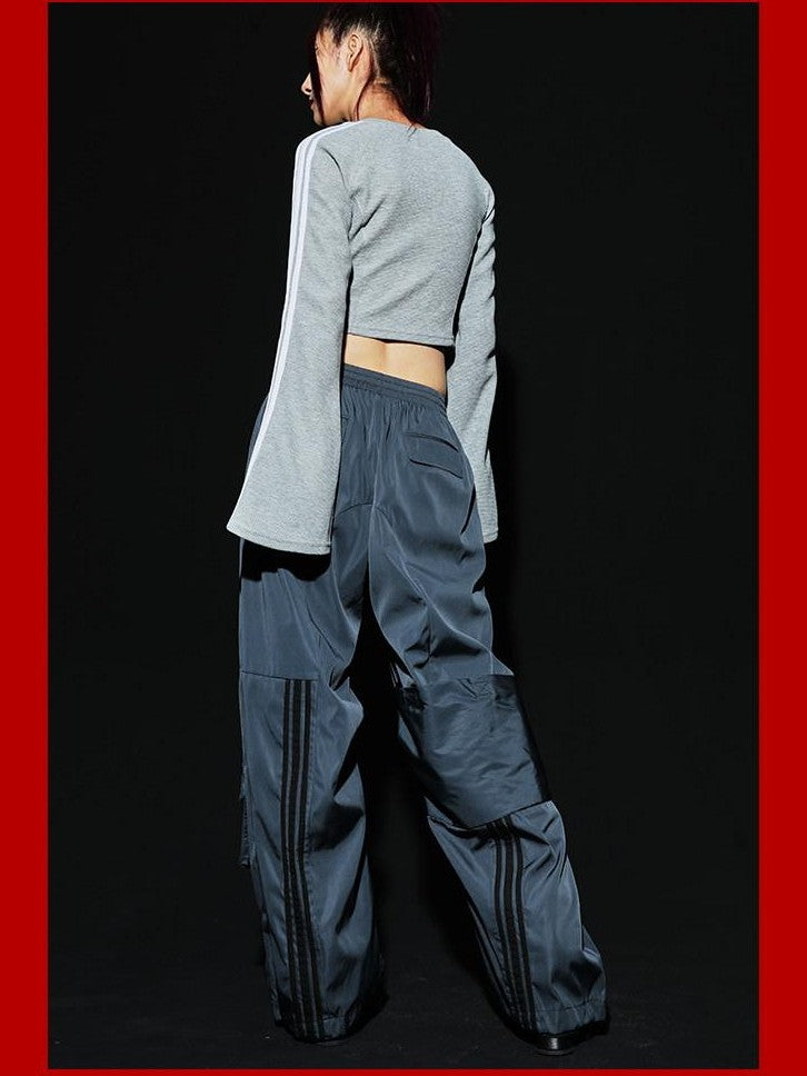 FOURFORTY Three Stripes Multi Pocket Cargo Women's Nylon Straight-leg Pants