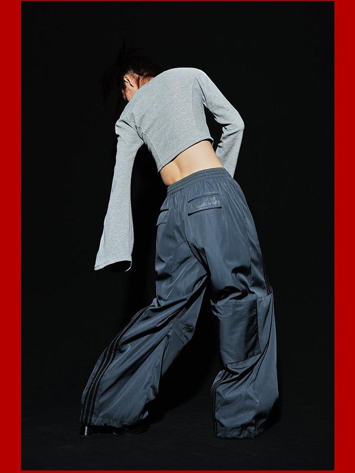FOURFORTY Three Stripes Multi Pocket Cargo Women's Nylon Straight-leg Pants