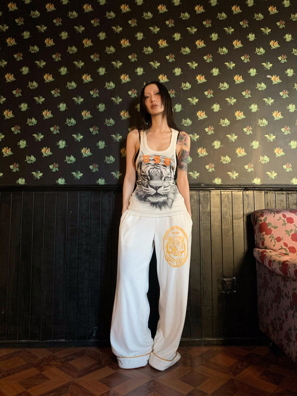 FOURFORTY Tiger Graphic Print Women's Tank Tops