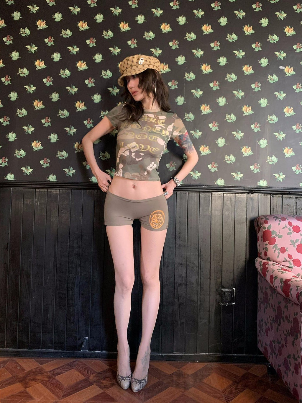 FOURFORTY Tiger Print Women's Hot Pants