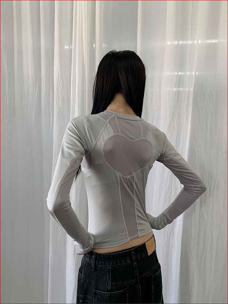FOURFORTY Tri Color Tech Heart Performance Women's Long Sleeve T-shirts