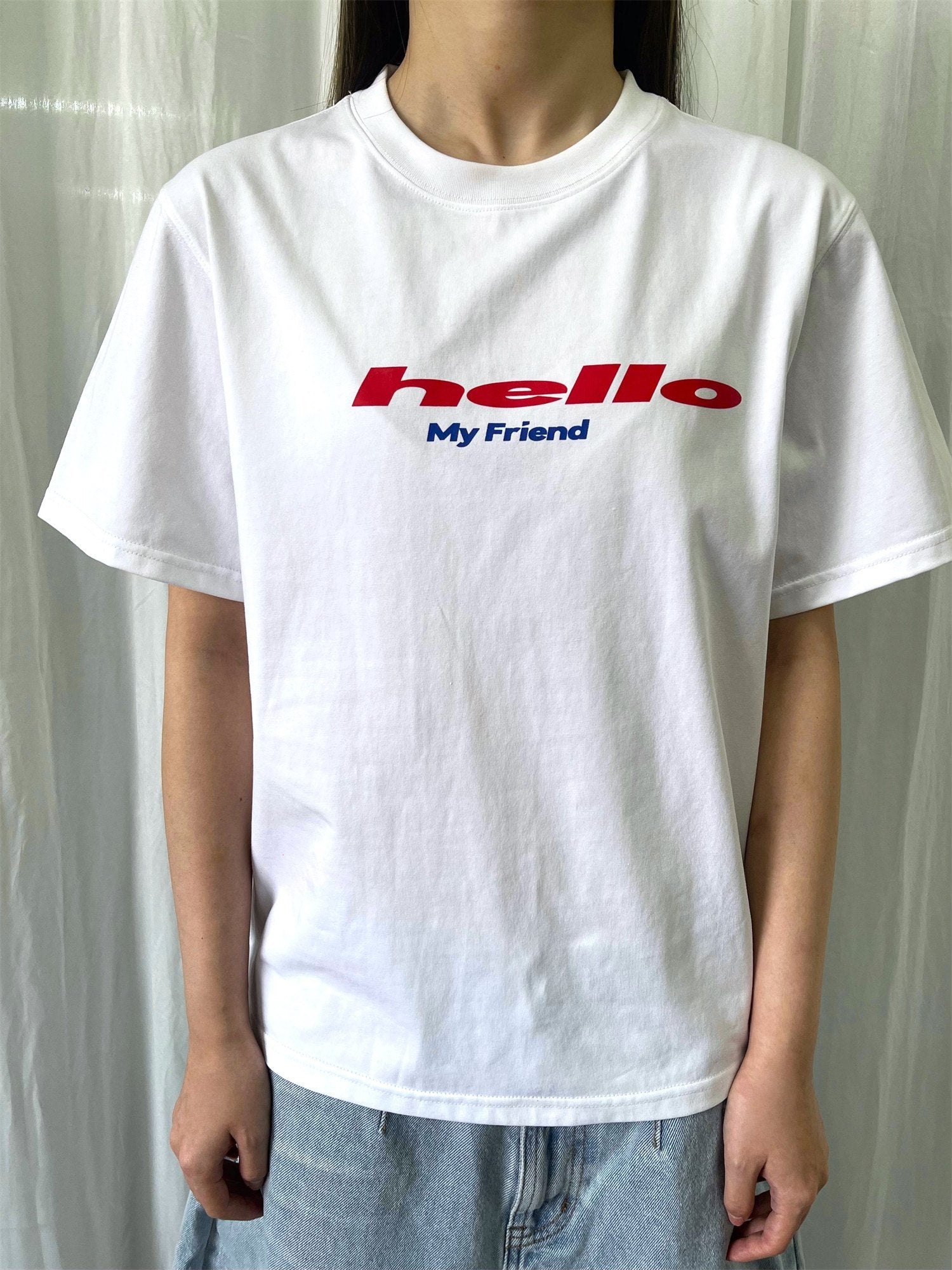 FOURFORTY_Tricolor_Letter_Print_Loose_Fit_Women's_Cotton_Blend_Short_Sleeve_T-shirts_782105777025_MISSTT