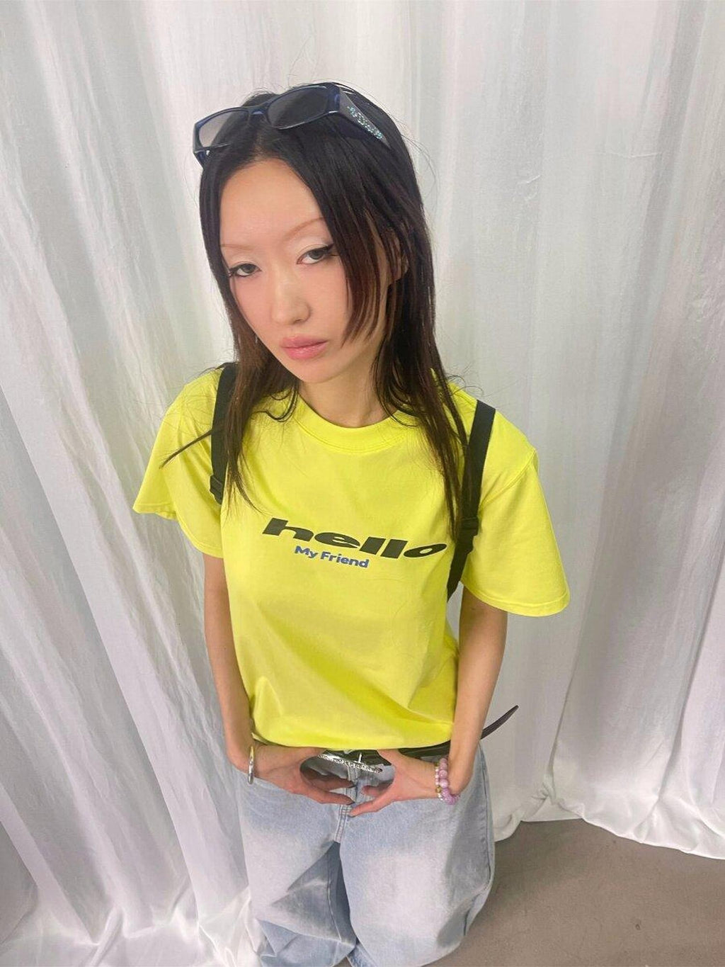 FOURFORTY Tricolor Letter Print Loose Fit Women's Cotton Blend Short Sleeve T-shirts
