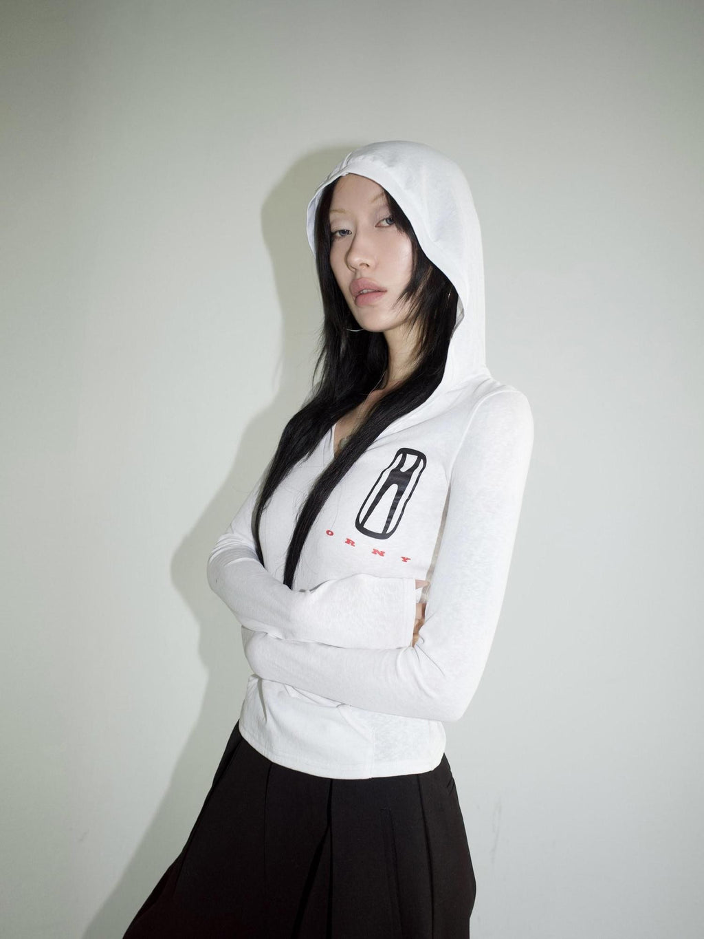 FOURFORTY V Hood Fitted Racing Print Women's Hooded Pullover Slim T-shirts