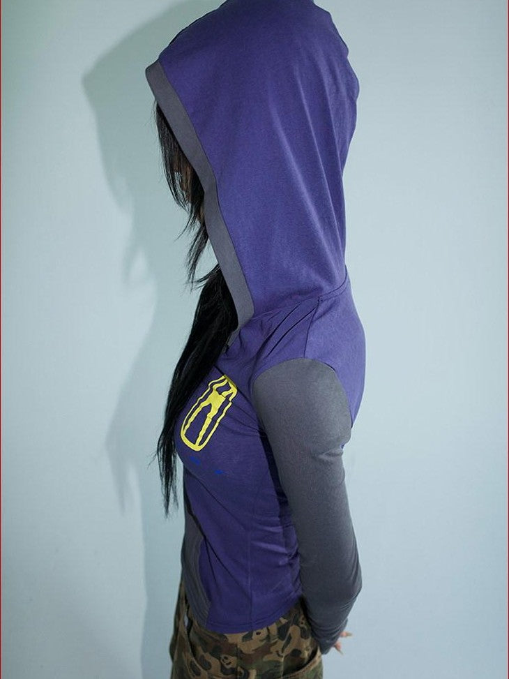 FOURFORTY V Hood Fitted Racing Print Women's Hooded Pullover Slim T-shirts