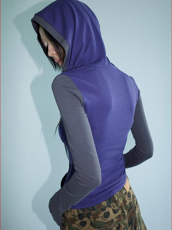 FOURFORTY V Hood Fitted Racing Print Women's Hooded Pullover Slim T-shirts