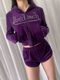 FOURFORTY_Velvet_Rhinestone_Lettering_Cropped_Slim_Women's_Cotton_Blend_Zip-up_Hoodies_782109381816_MISSTT