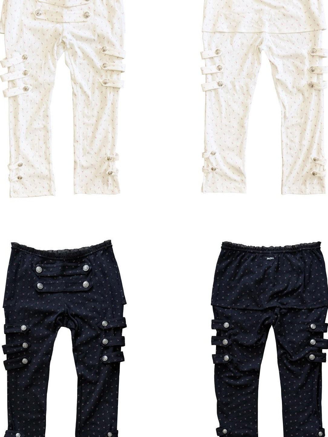 FOURFORTY Vintage Floral Lace Natural Waist Women's Cotton Blend Cropped Pants