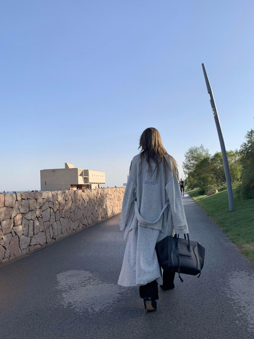 FOURFORTY Warm Gray West Coast Old Money Woollike Convertible Women's Trench Coats