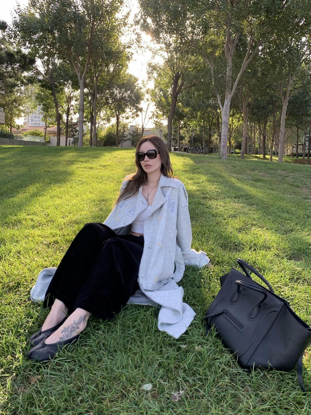 FOURFORTY Warm Gray West Coast Old Money Woollike Convertible Women's Trench Coats