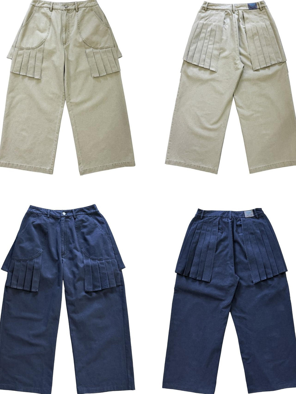 FOURFORTY Washed Distressed Pleated Straight Leg Cotton Women's Cargo Pants