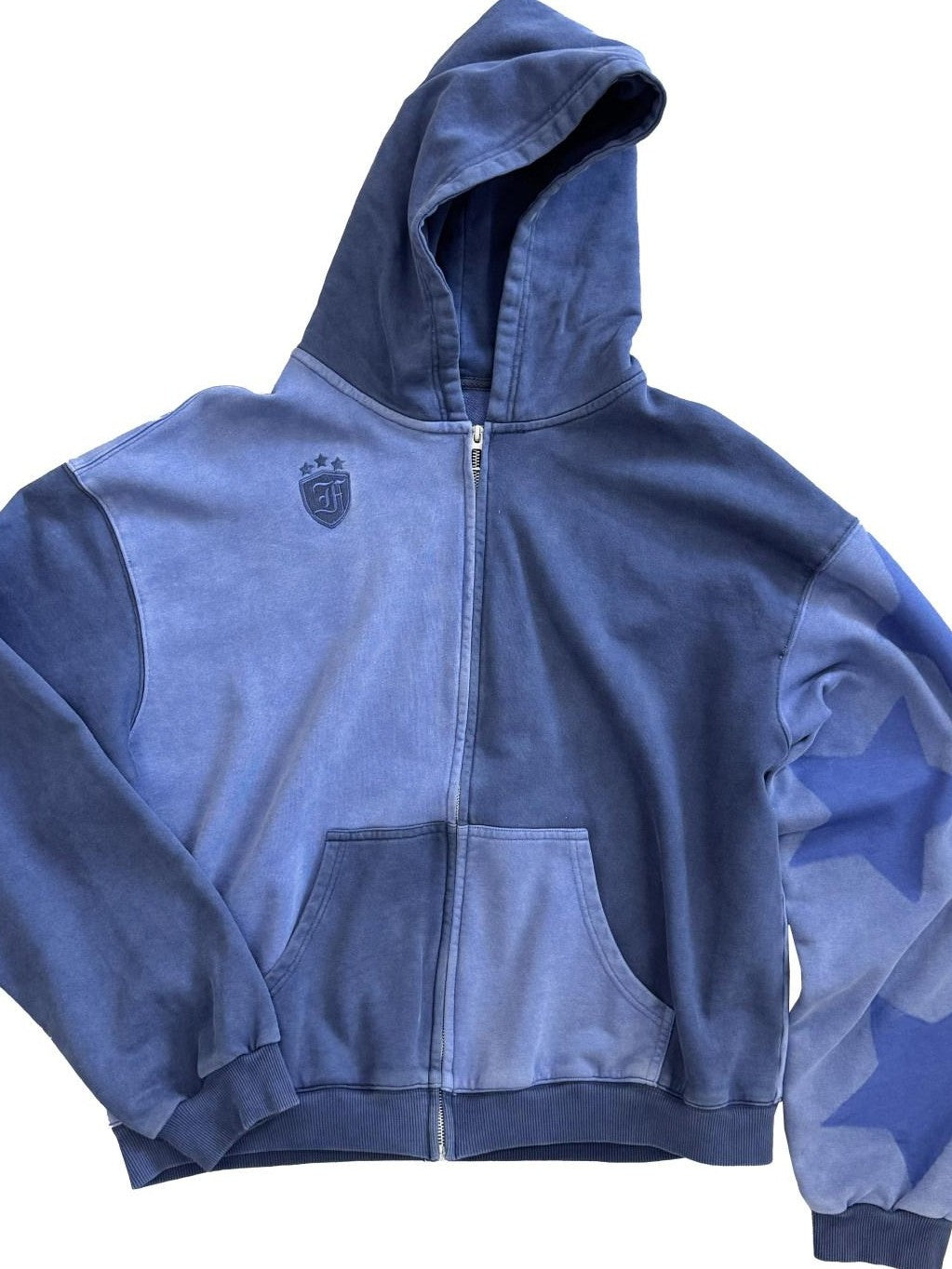 FOURFORTY Washed Indigo Patchwork Shadow Star Print Women's Tracksuit Sets