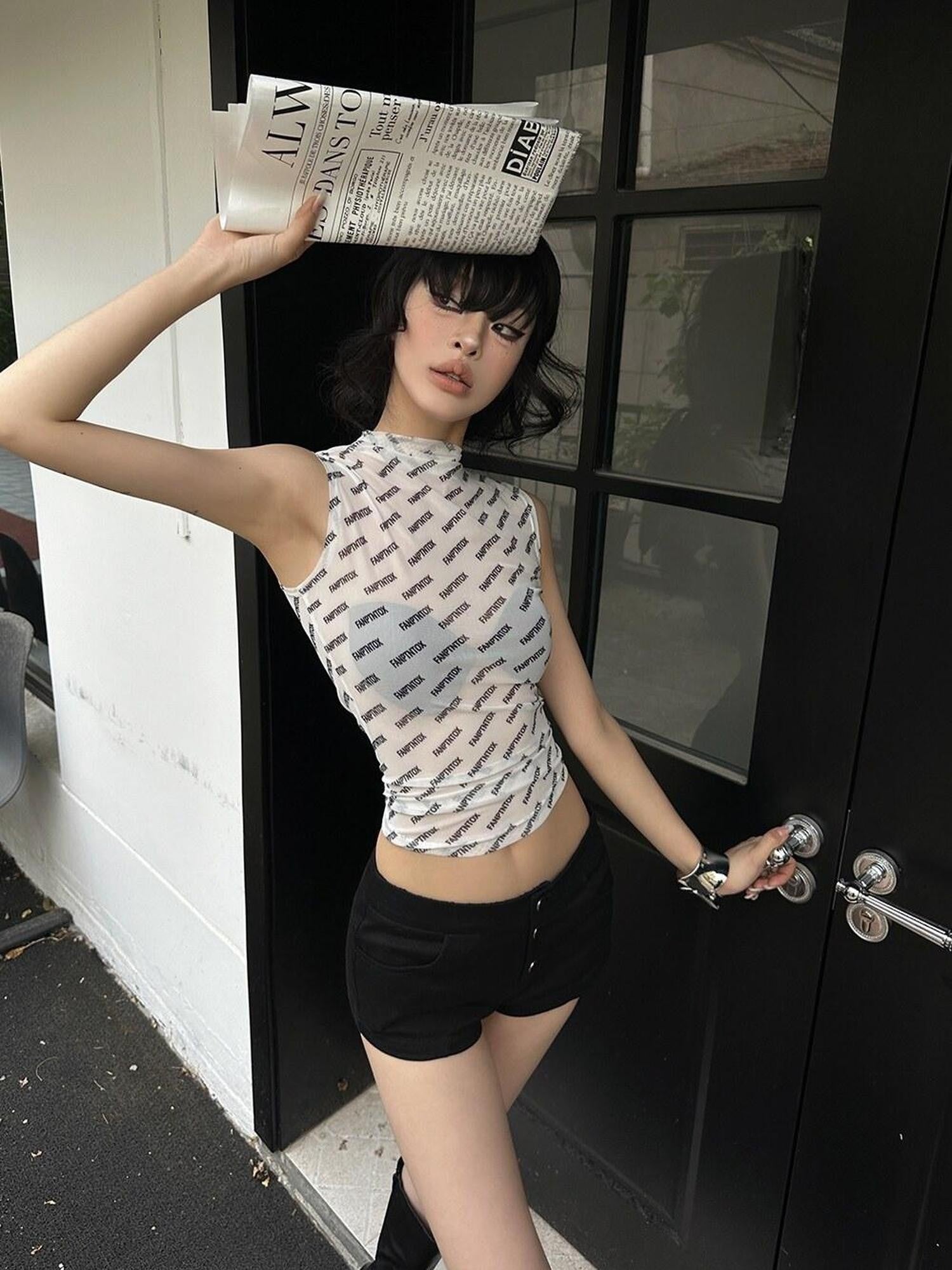 Fanptntox American Street Low Rise Slim Straight Women's Other Fabric Hot Pants