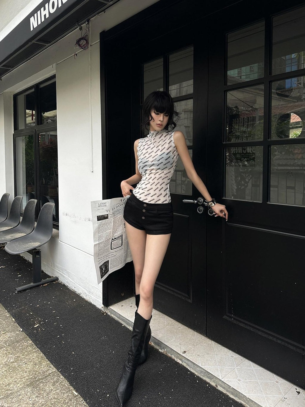 Fanptntox American Street Low Rise Slim Straight Women's Other Fabric Hot Pants