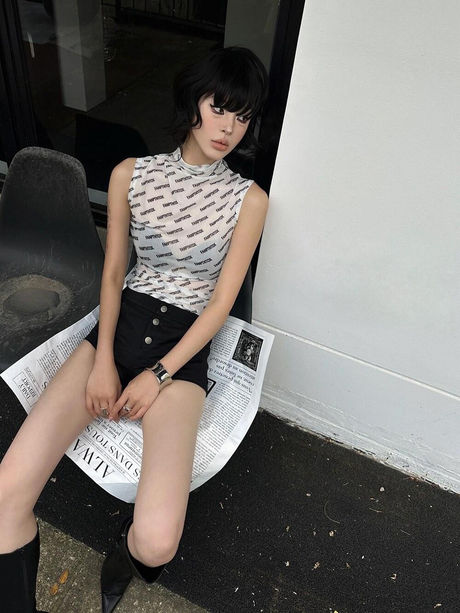 Fanptntox American Street Low Rise Slim Straight Women's Other Fabric Hot Pants