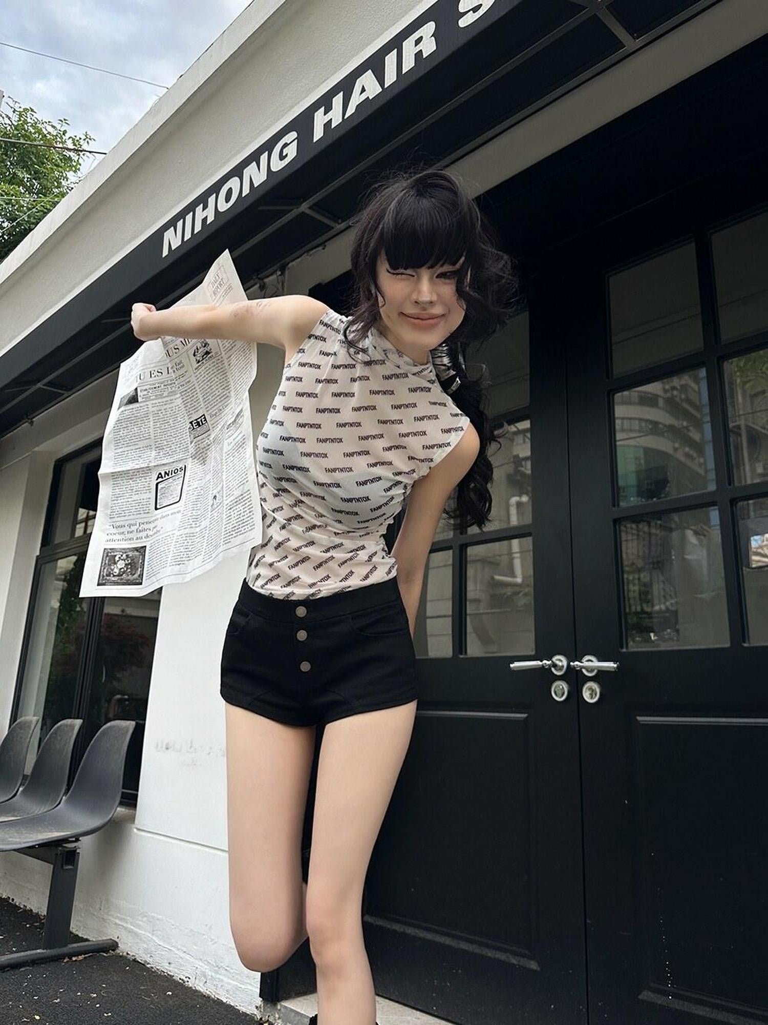Fanptntox American Street Low Rise Slim Straight Women's Other Fabric Hot Pants