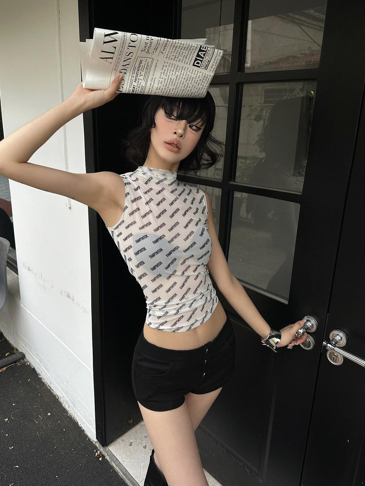 Fanptntox American Street Low Rise Slim Straight Women's Other Fabric Hot Pants