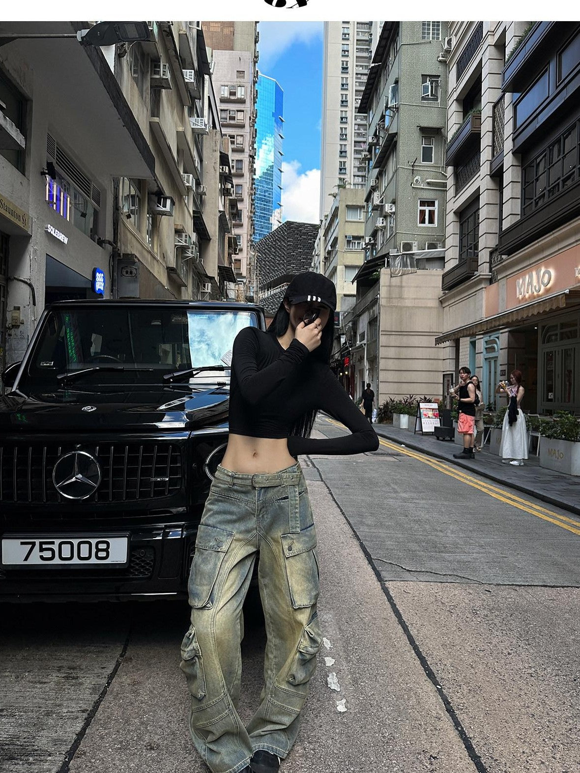 Fanptntox Backless Cropped Tie Back Padded Shoulders Women's Knit Long Sleeve T-shirts