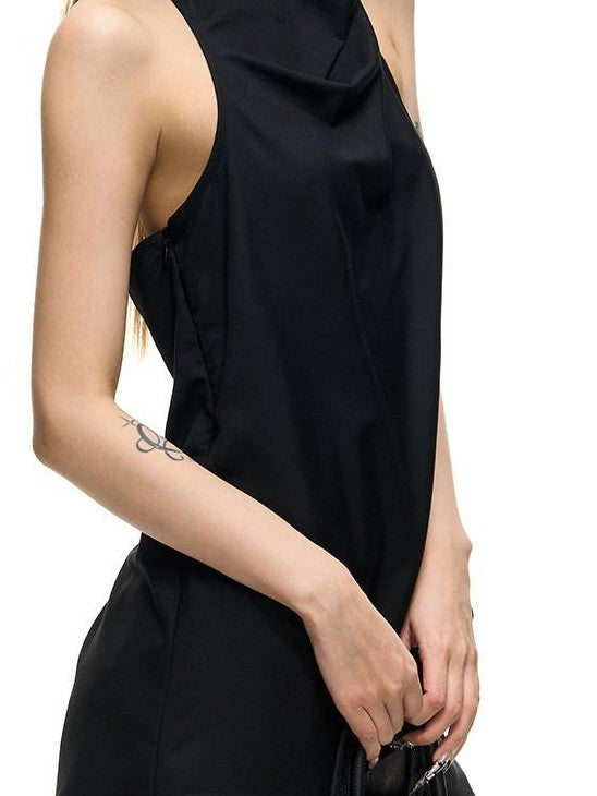 Fanptntox Backless Drape Neck Loose Women's Polyester Viscose Halter Tops