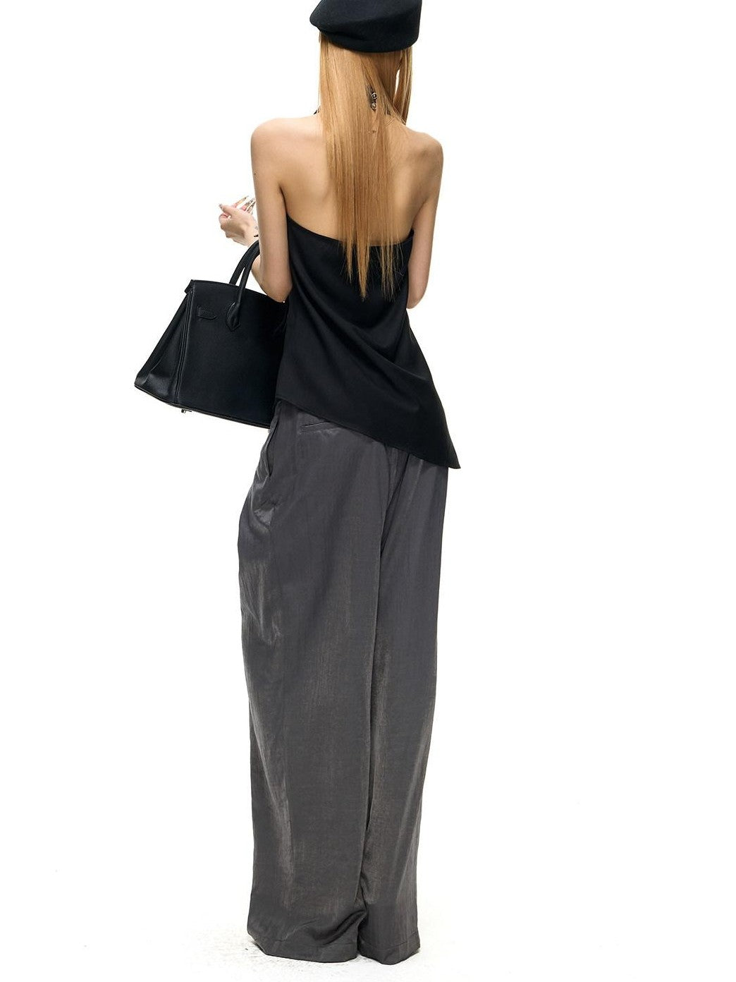 Fanptntox Backless Drape Neck Loose Women's Polyester Viscose Halter Tops