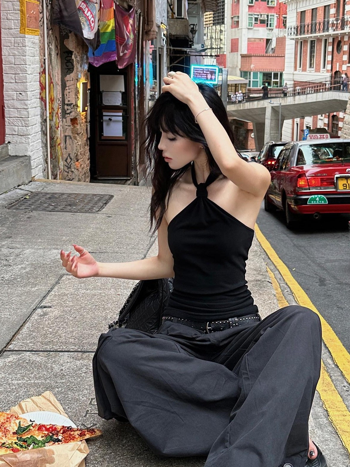 Fanptntox Backless Tie Knot Knit Slimming Women's Cotton Blend Halter Tops
