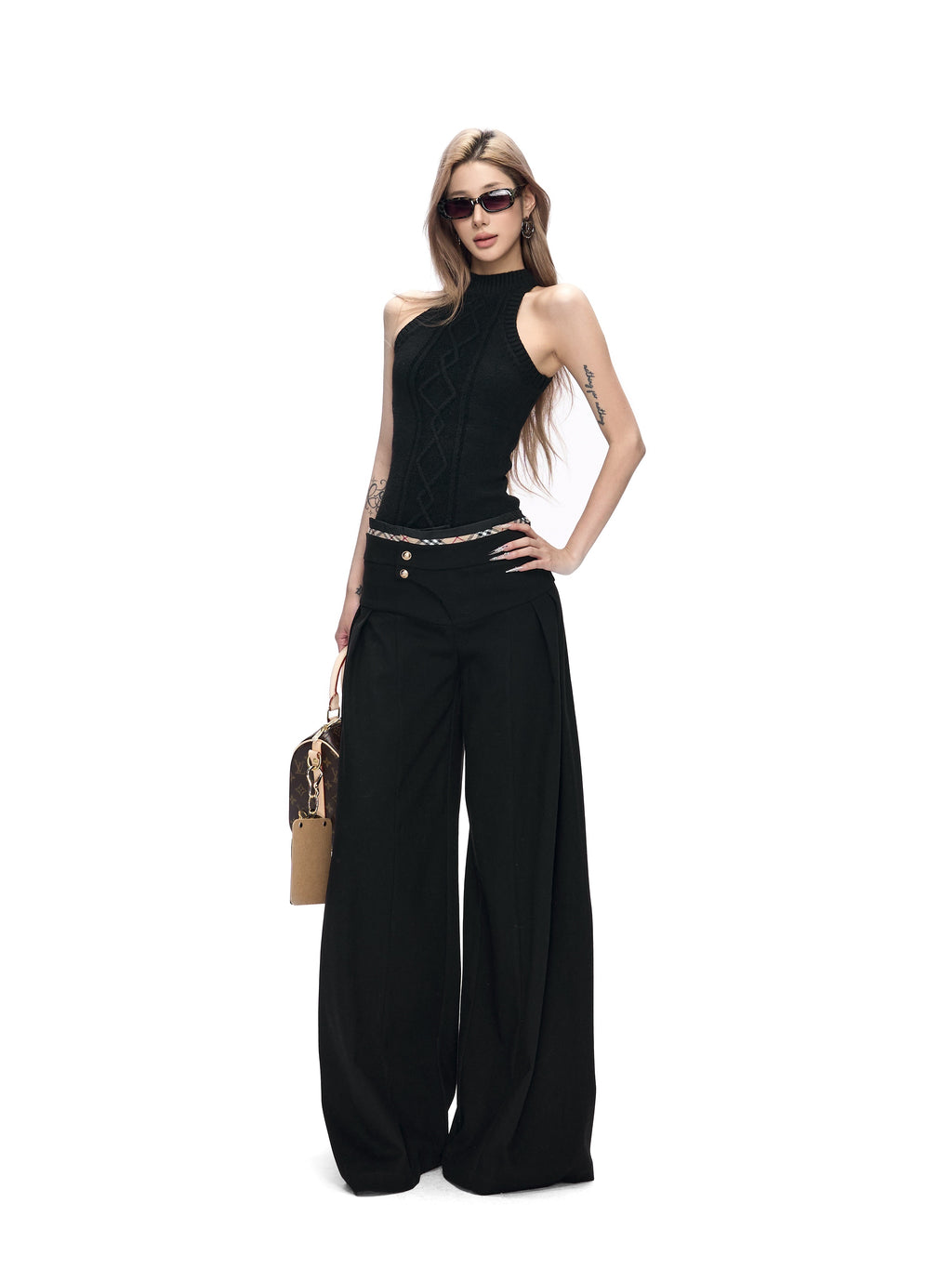 Fanptntox_Black_3d_Cable_Knit_Slim_Fit_Women's_Polyester_Blend_Sweater_Vests_989062275941_MISSTT