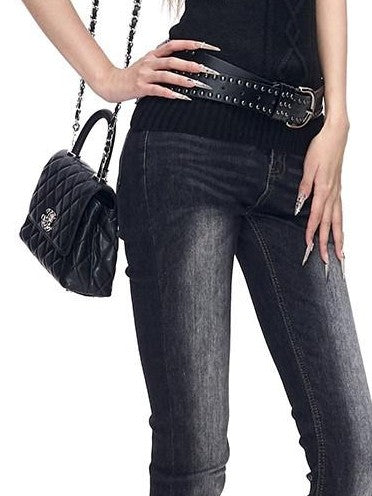 Fanptntox Black 3d Cable Knit Slim Fit Women's Polyester Blend Sweater Vests