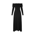 Fanptntox_Black_Bardot_Long_Sleeve_Zipper_Knit_Women's_Strapless_Maxi_Dresses_736582237435_MISSTT