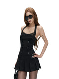Fanptntox_Black_Double_Row_Button_A_Line_Sleeveless_Women's_Polyester_Halter_Mini_Dresses_1073372672786_MISSTT