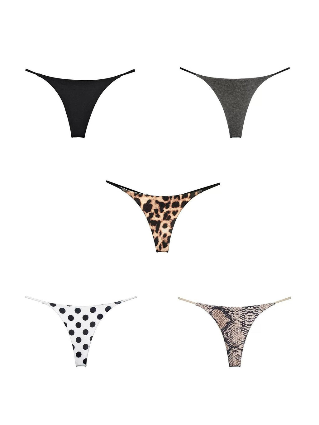 Fanptntox Black Edged Thin Strap Double Layer Low Waist Thong Women's Cotton Bikinis