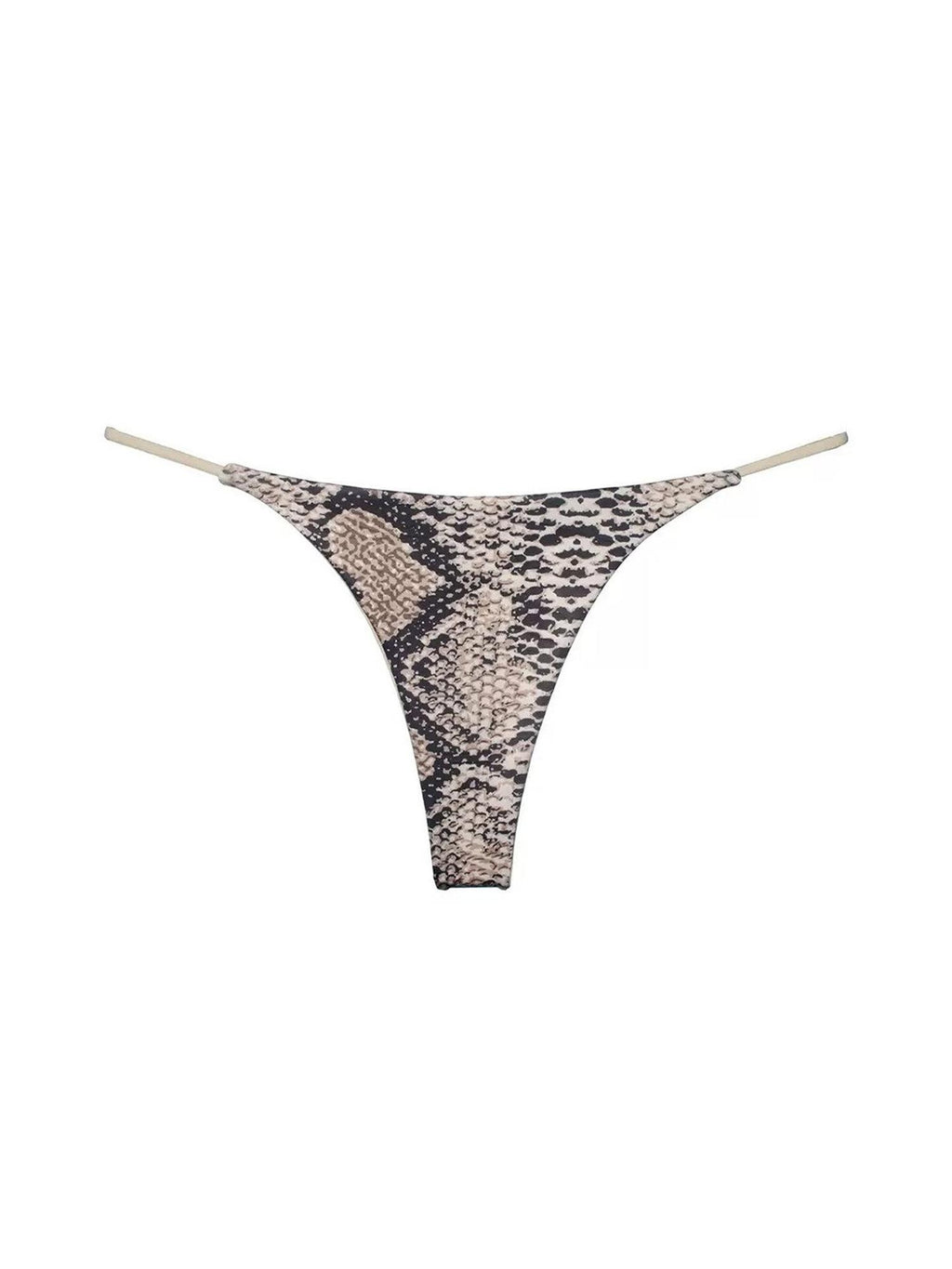 Fanptntox Black Edged Thin Strap Double Layer Low Waist Thong Women's Cotton Bikinis